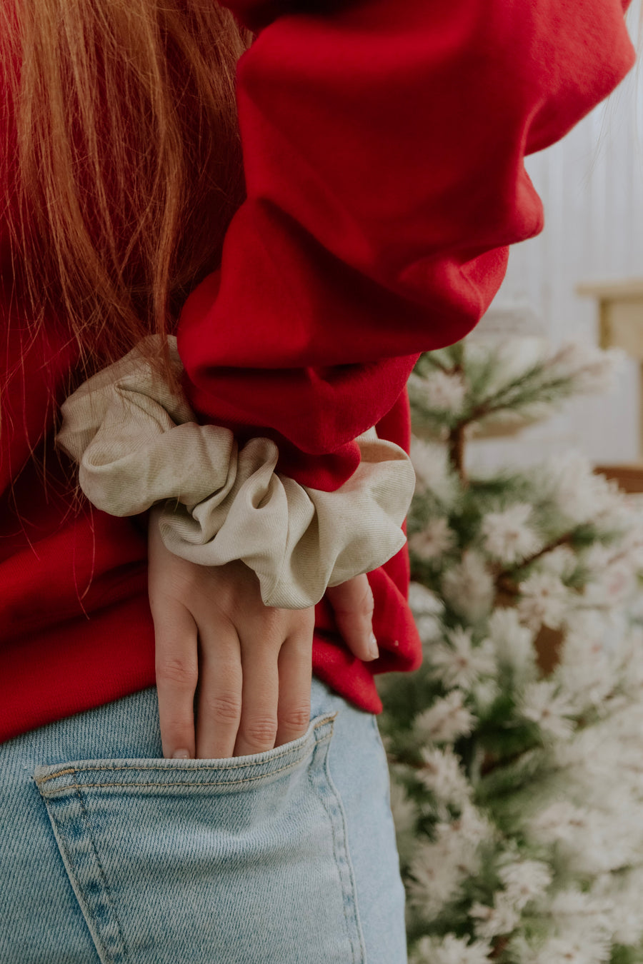 Beige Oversized Scrunchie