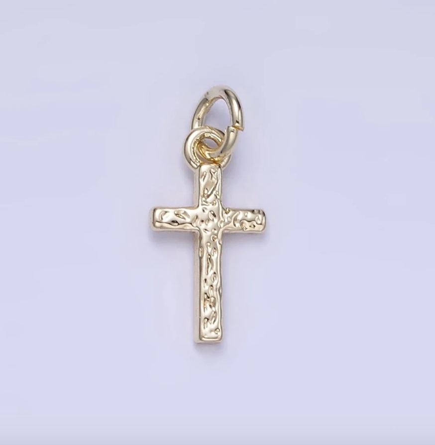 Hammered cross charm