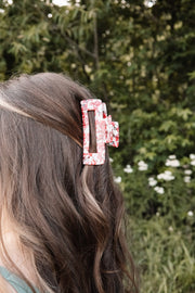 Pink & White Marble Jumbo Claw Clip