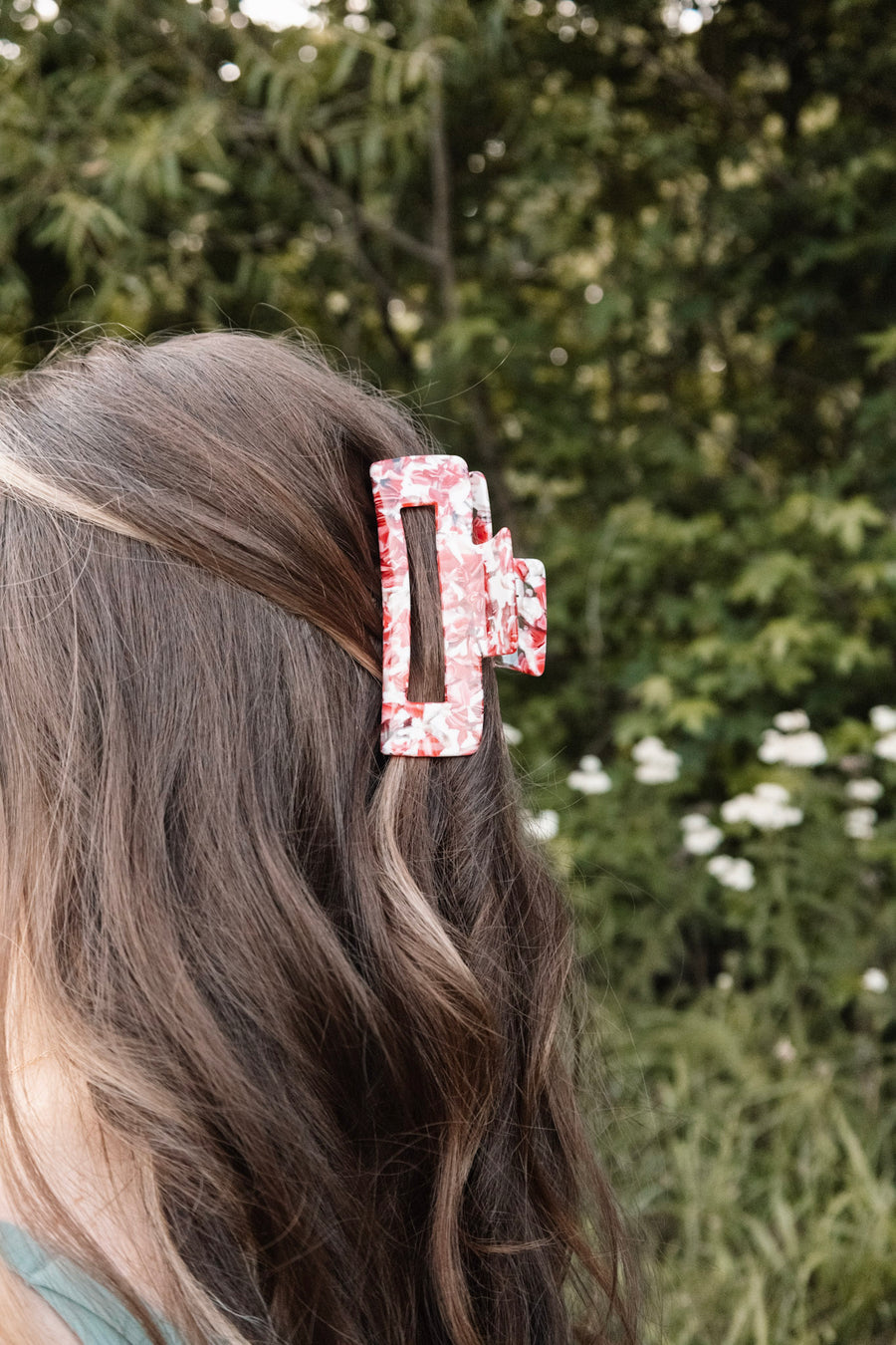 Pink & White Marble Jumbo Claw Clip