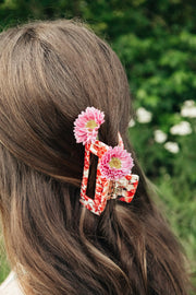Pink & White Marble Jumbo Claw Clip