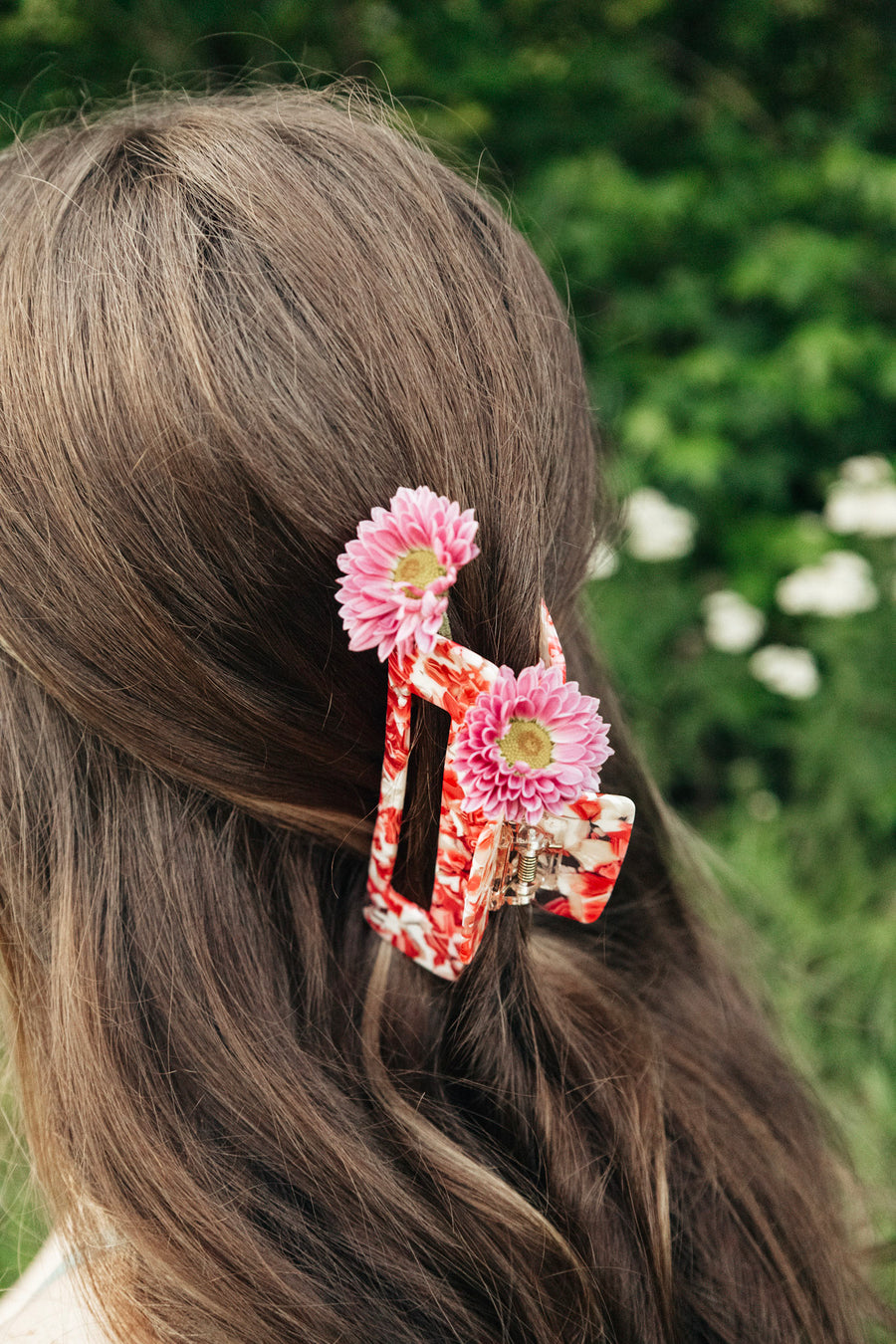 Pink & White Marble Jumbo Claw Clip