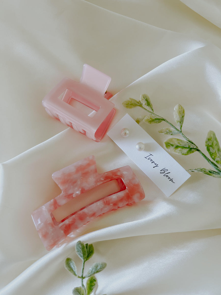 Pink Marble Medium Claw Clip